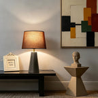 Avelino Modern Bedside Table Lamp – Linen Shade, Black Metal Base