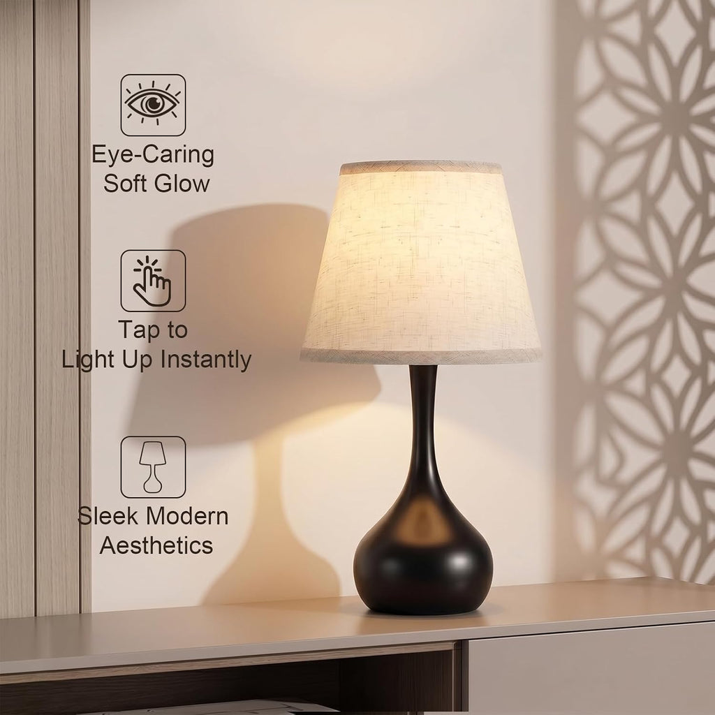 Avelino Touch Bedside Table Lamp – 3-Way Dimmable with Fabric Shade
