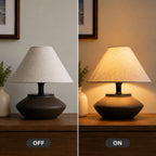 Avelino Farmhouse Ceramic Table Lamp – Black Base, Linen Shade