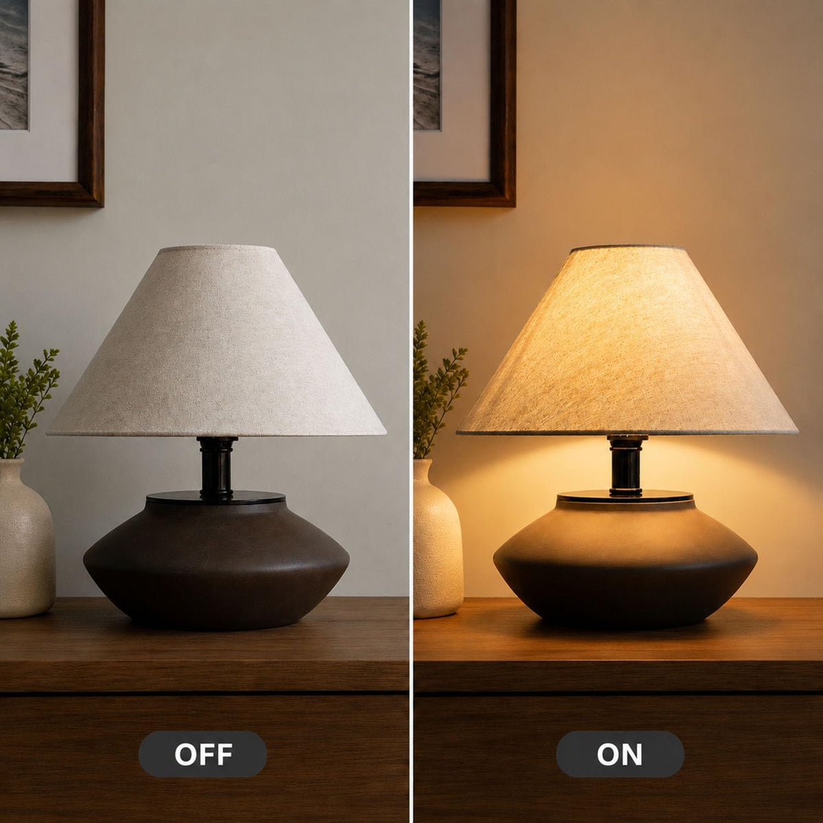 Avelino Farmhouse Ceramic Table Lamp – Black Base, Linen Shade