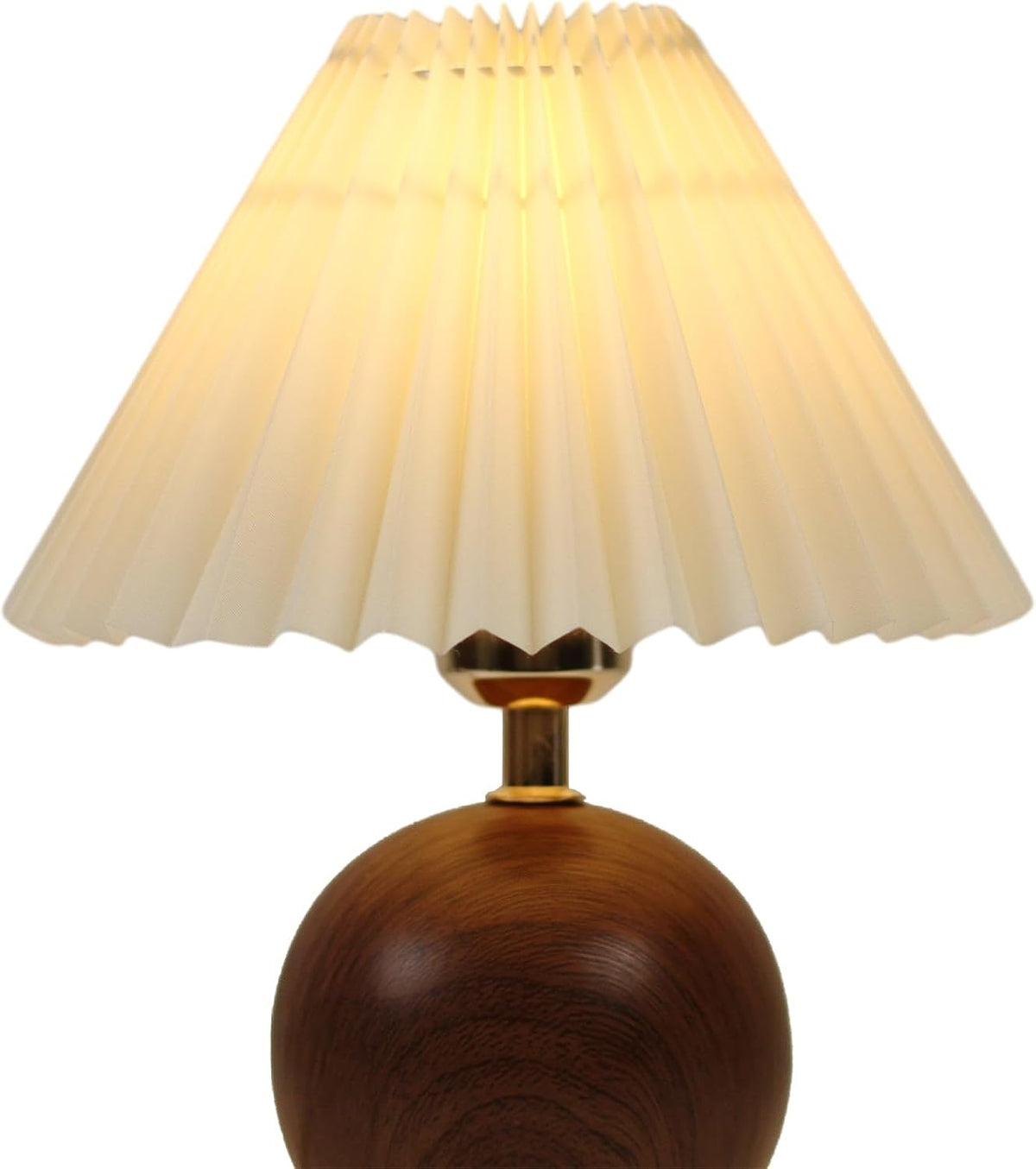 Avelino Ceramic Globe Table Lamp – Walnut Base, Beige Shade