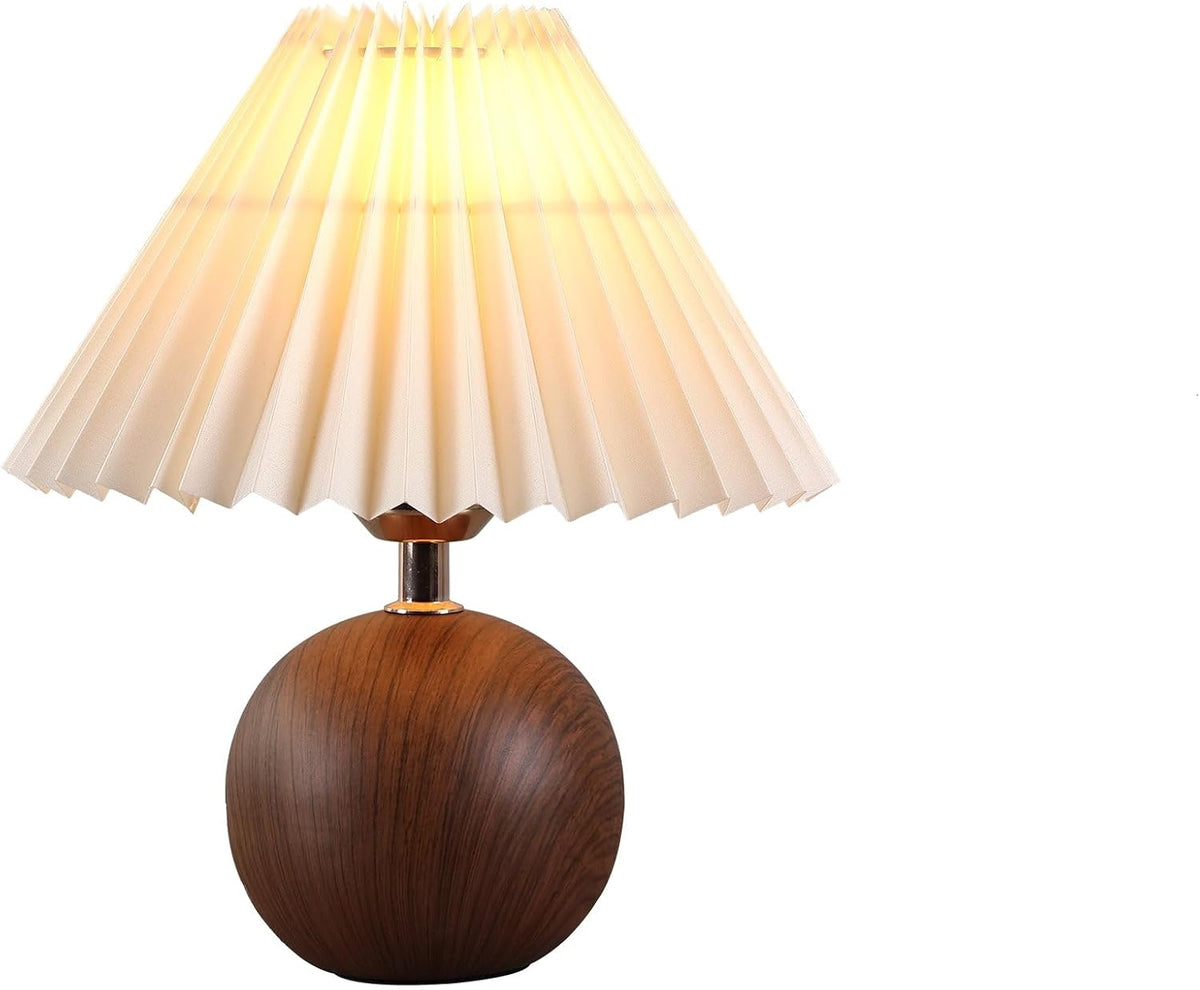 Avelino Ceramic Globe Table Lamp – Walnut Base, Beige Shade