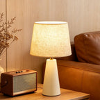 Avelino Modern Bedside Table Lamp – Linen Shade, Black Metal Base