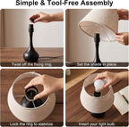 Avelino Touch Bedside Table Lamp – 3-Way Dimmable with Fabric Shade