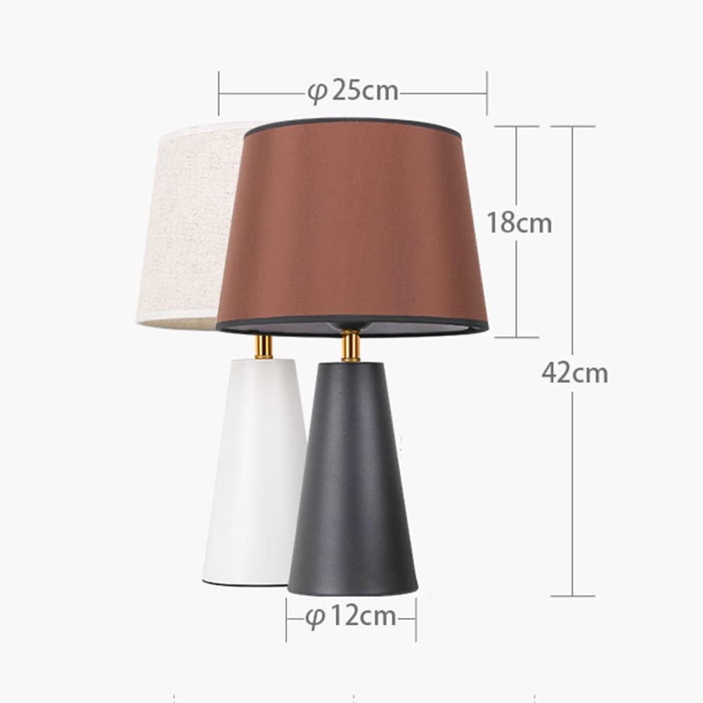 Avelino Modern Bedside Table Lamp – Linen Shade, Black Metal Base