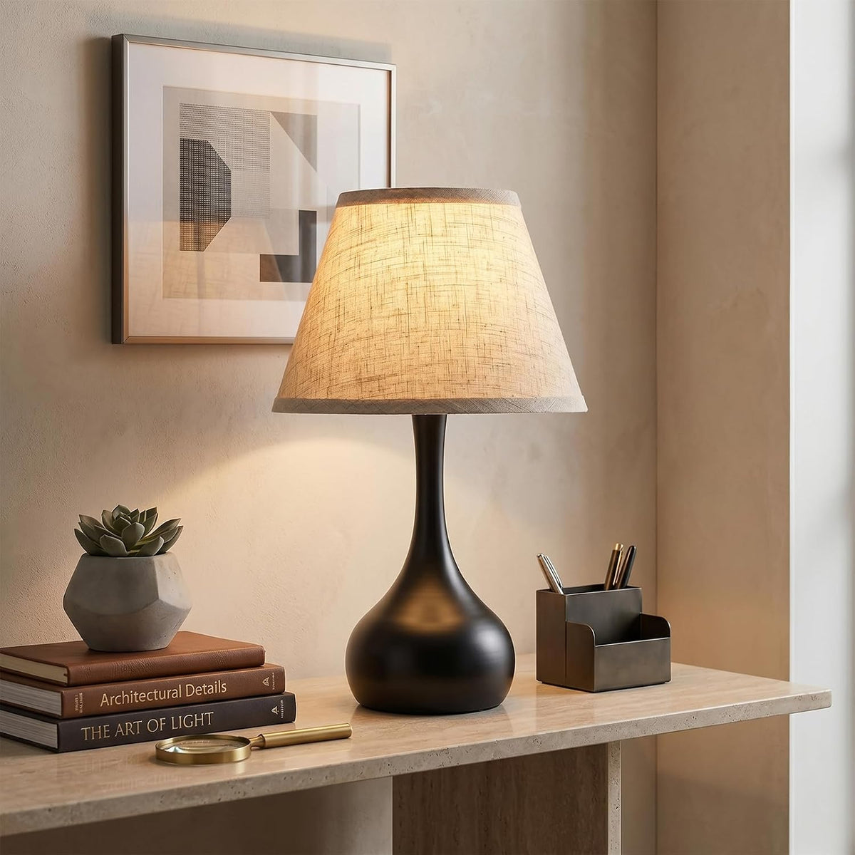 Avelino Touch Bedside Table Lamp – 3-Way Dimmable with Fabric Shade